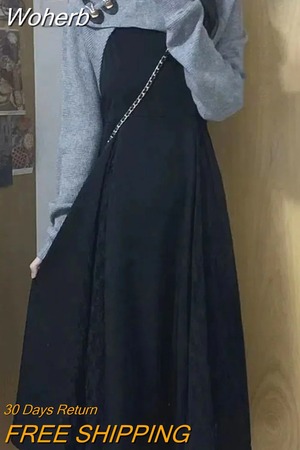 Woherb Clothes 2 Piece Set for Women Fashion Dresses Outfits Cropped Tops Slim Fit Sling Dress Sets Roupas Femme Korean Suit 7i408