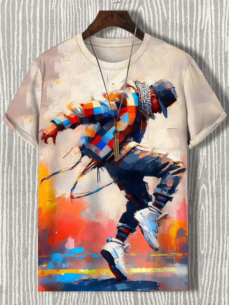 Men's Hip Hop Dance DJ Art Print T-Shirt