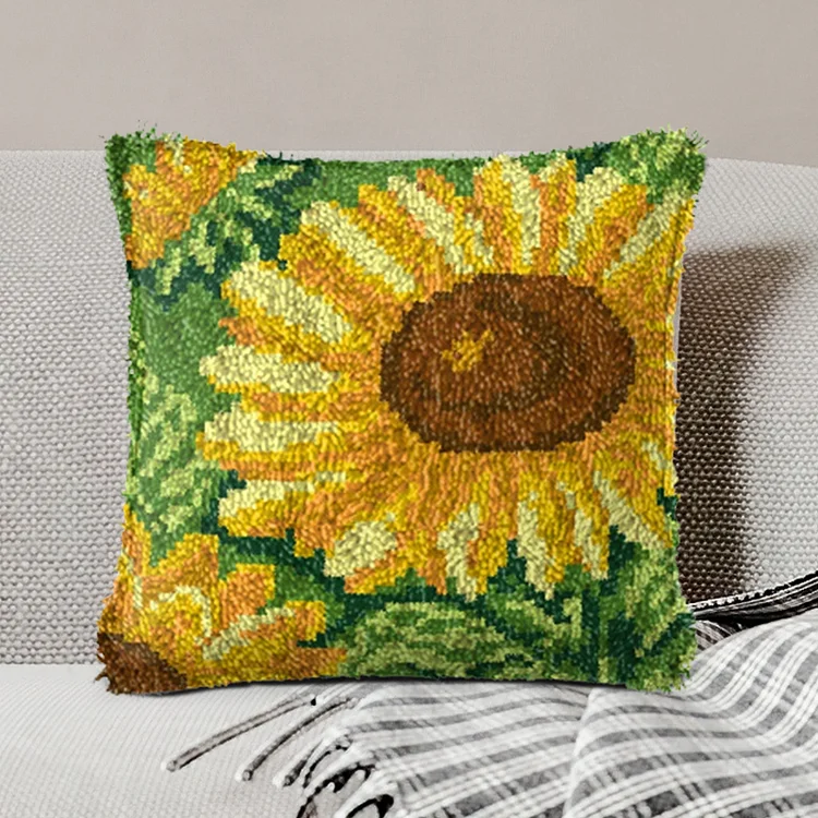 Sunflowers Pillowcase Latch Hook Kits for Adult, Beginner and Kid veirousa