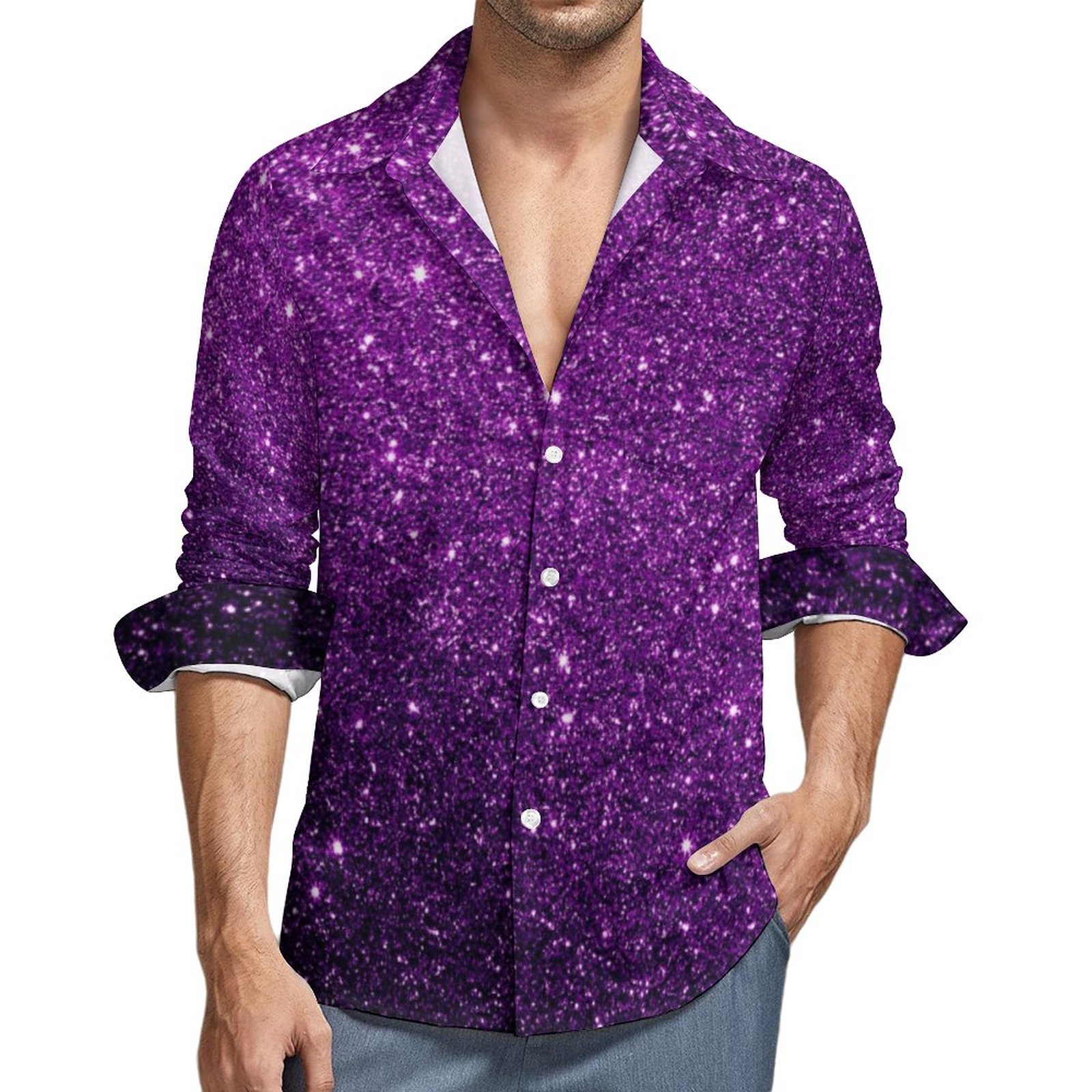 open lace back dress Mens Shiny Purple Tuxedo Jacket with Black Satin Shawl Lapel – Formal Party Blazer for Prom and Weddings Purple / 42 Short Jacket+36 Waist Adjust