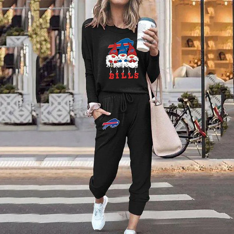[pre sale] casual loose print Pullover Sweater pants two-piece set