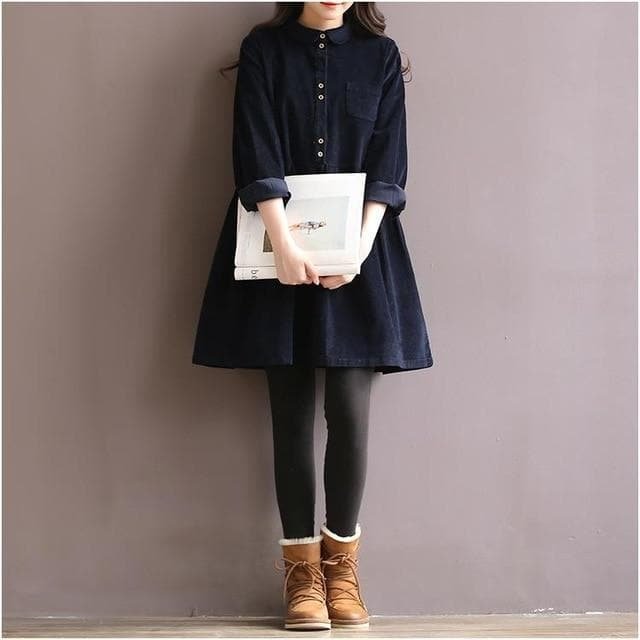 Yellow/Blue/Red Vintage Corduroy Dress SP14646
