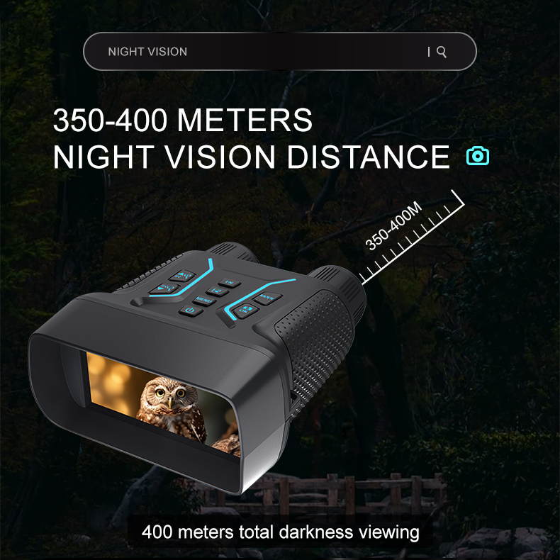 BekinTek Full Color 4K Night Vision Binoculars Rechargeable Digital Telescope Infrared Night View NVG Goggles 400m Full Dark Observing Starlight Sensor 7x IR 8x Zoom 4.5 Inches Large HD Screen 4K Video 36M Photo 4 Color Effect Support 360P ENV 4