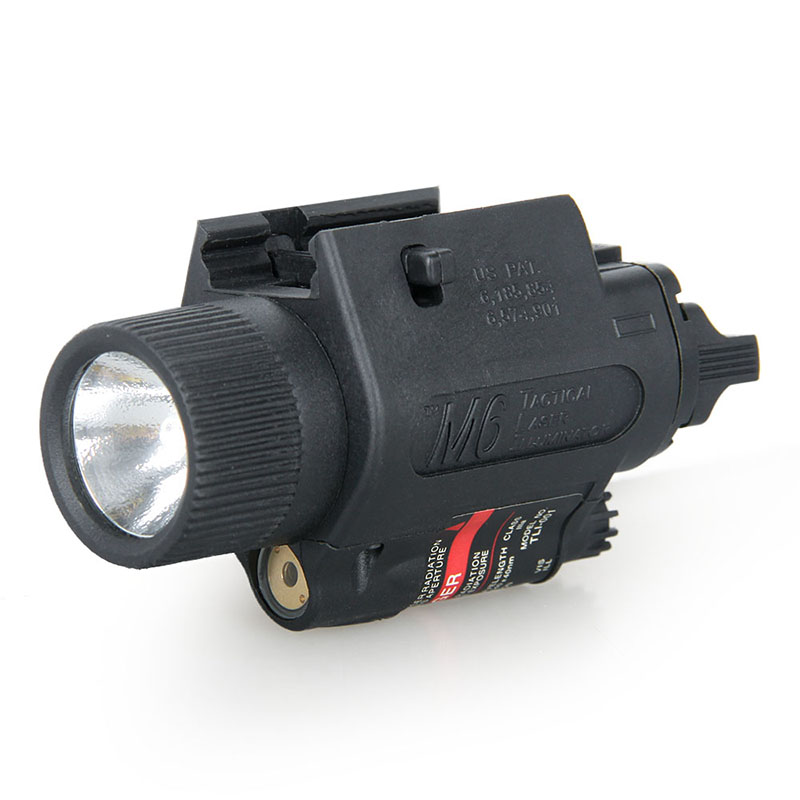 $18.00-M6 LED Illuminator Flashlight 200 lumens with Laser fits Picatinny  or Glock-Style Rails Polymer - HaikeWargame