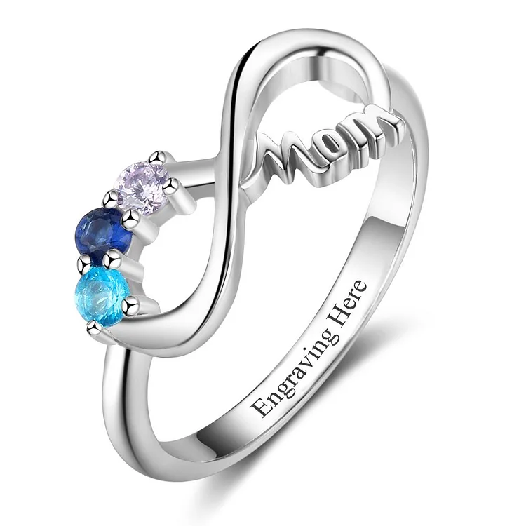 Infinity Mother Ring Family Ring Personalized with 3 Birthstones Great Gift For Mother