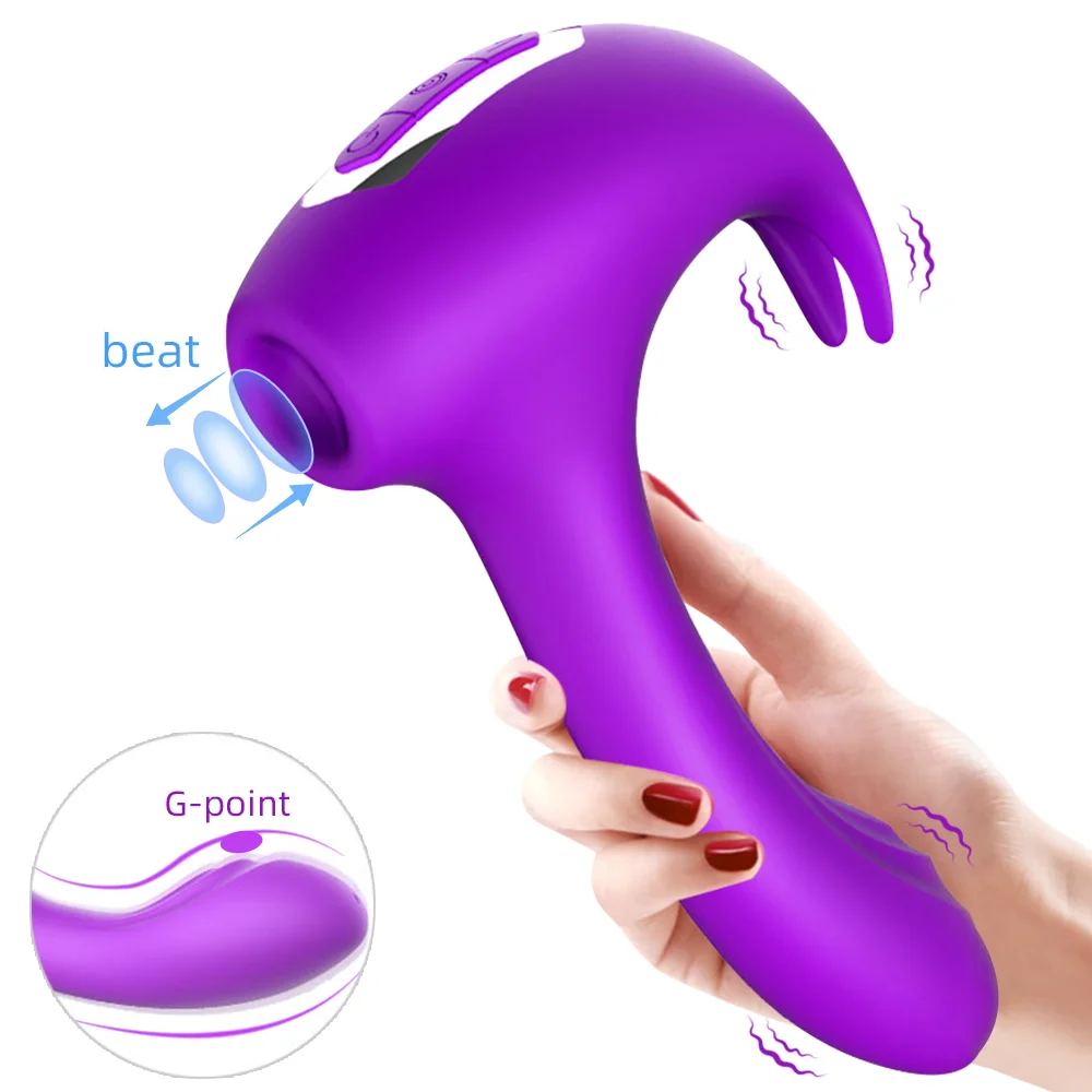 Tapping Vibration Double Pleasure Hammer Vibrator G-spot Clitoris Massager - Rose Toy