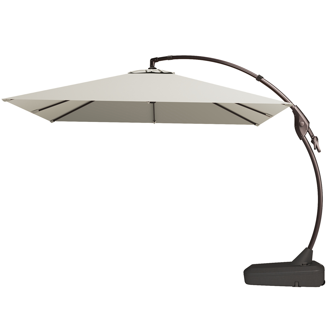 10 FT Patio Umbrella Deluxe NAPOLI Curvy Round Umbrella Offset Umbrella Light Gray-Square