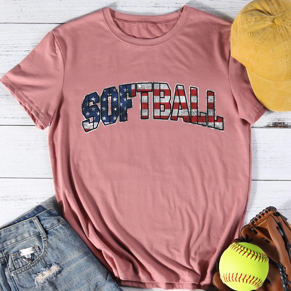 Softball Girl Round Neck T-shirt-0025045-Guru-buzz