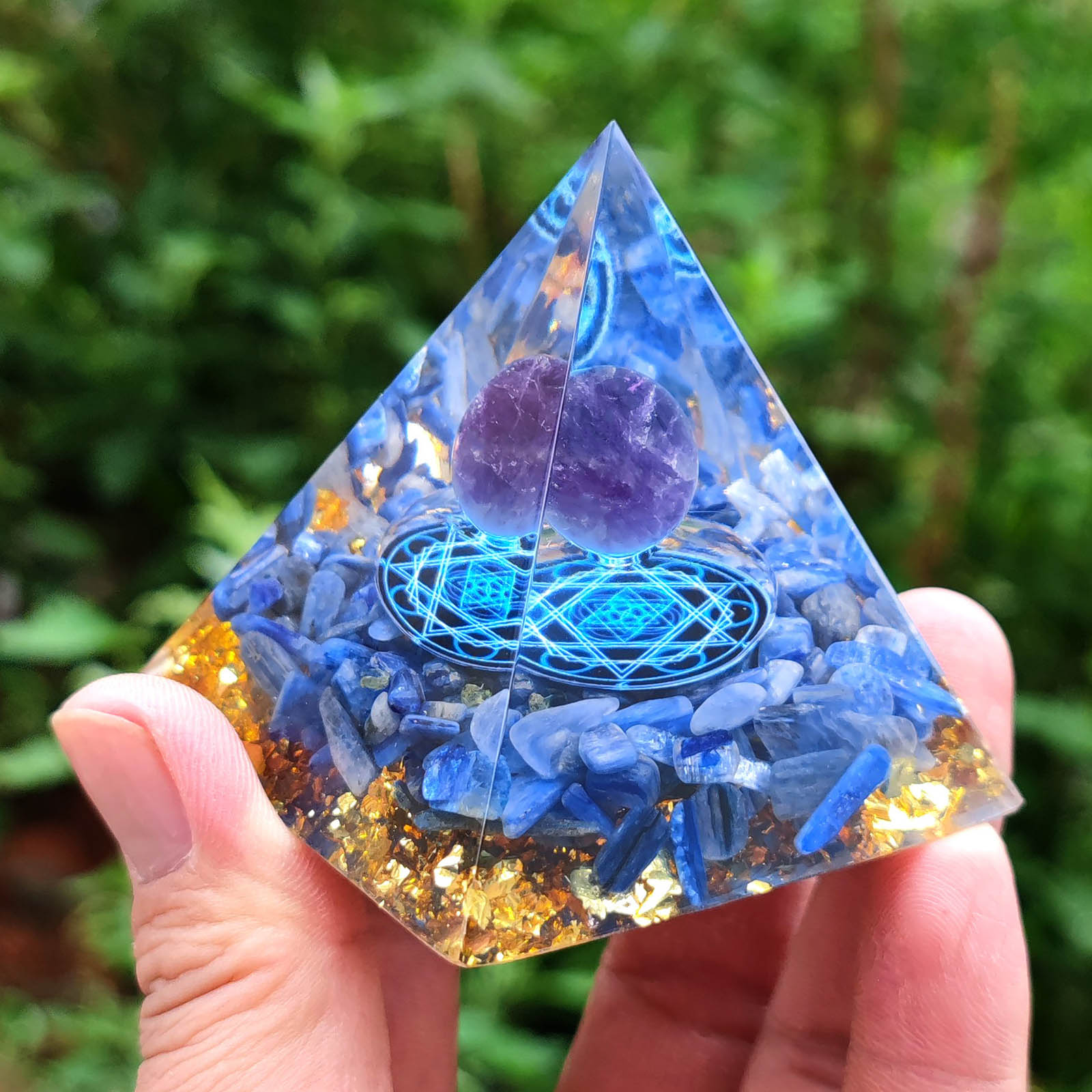 Natural Crystal Power Tower Orgonite Pyramid