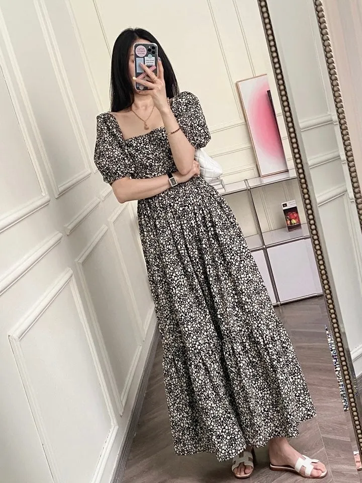 Frilled Mock Neck Ditzy Floral Woven Dress main image 0
