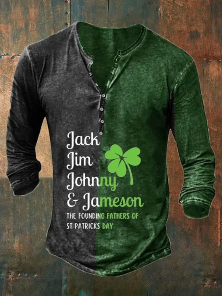 Clover Color Block Casual Button T Shirt