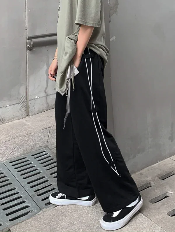 Roomy Side Splicing Rope Wide Leg Pants