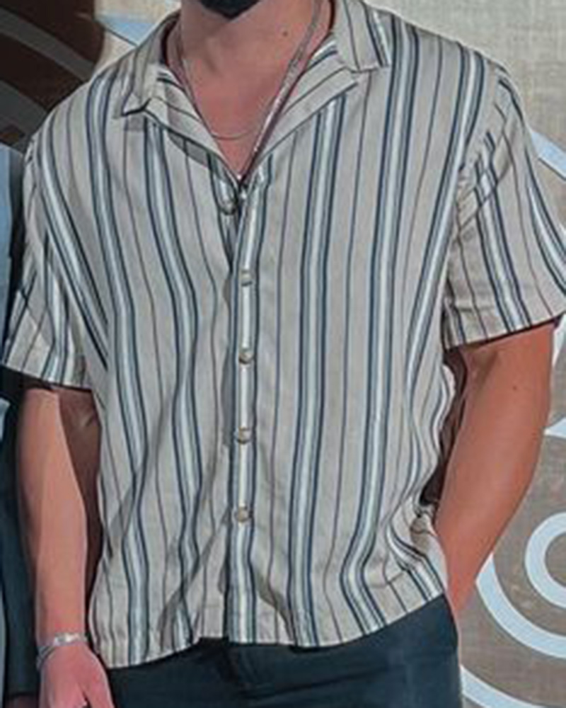 Vintage  White horizontal stripe men's shirt main image 0