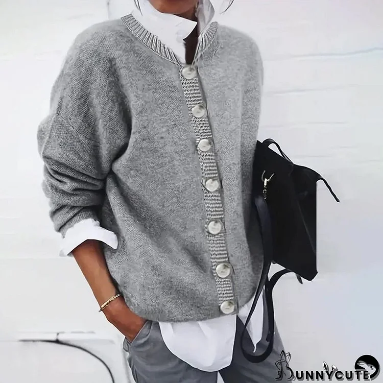Unique Plain Grey Long Sleeve Sweater