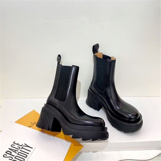 Pink/Blue/Green/Black Warm Round Toe Thick-soled Square Heel Boots BE490
