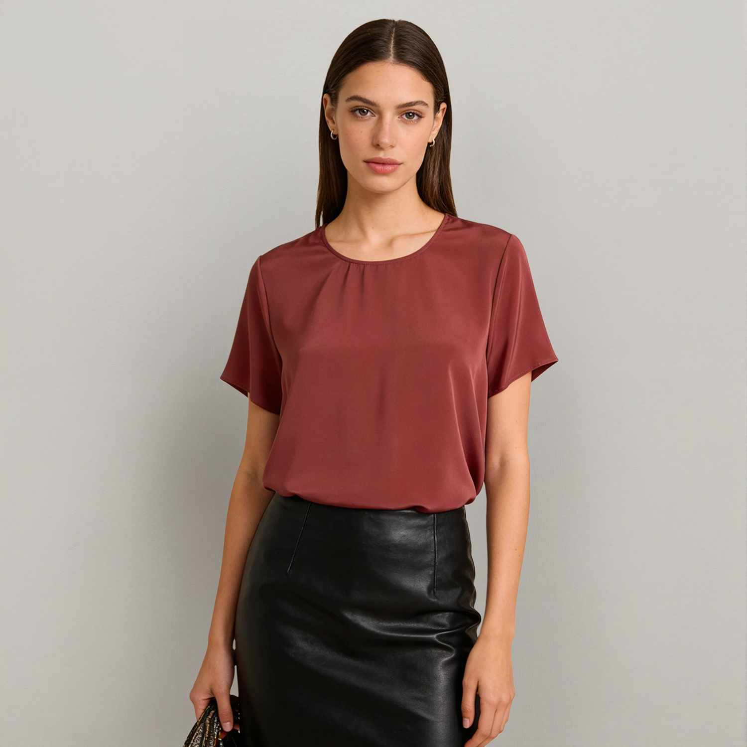 Women's Crepe De Chine Silk Short Sleeve Top REAL SILK LIFE