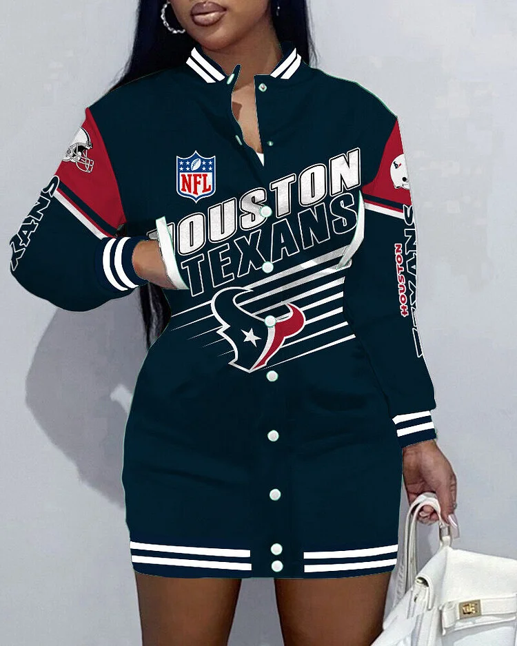 Houston Texans
Limited Edition Button Down Long Sleeve Jacket Dress