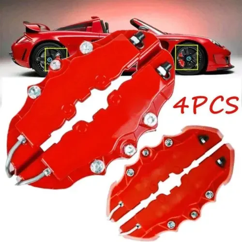 Dronehint 4x Red 3D Style Front+ Rear Car Disc Brake Caliper Cover Parts Brake Accessories (For: Audi Sport) Parts