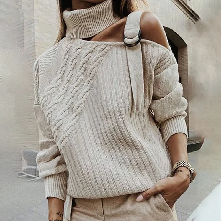 Casual Solid Color Off Shoulder Sweater