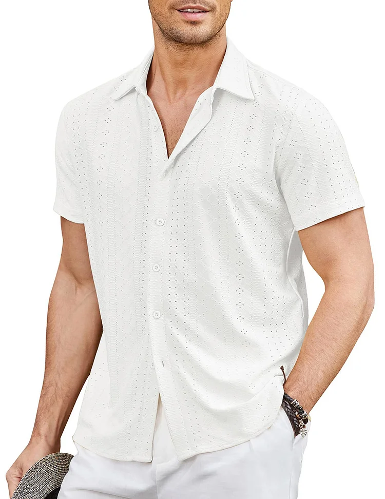 Men's Button Up Beach Shirt Short Sleeve Resort Shirt socialshop