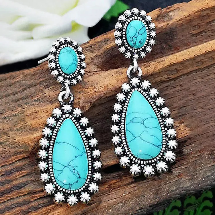 Teardrop Turquoise Exaggerated Drop Earrings