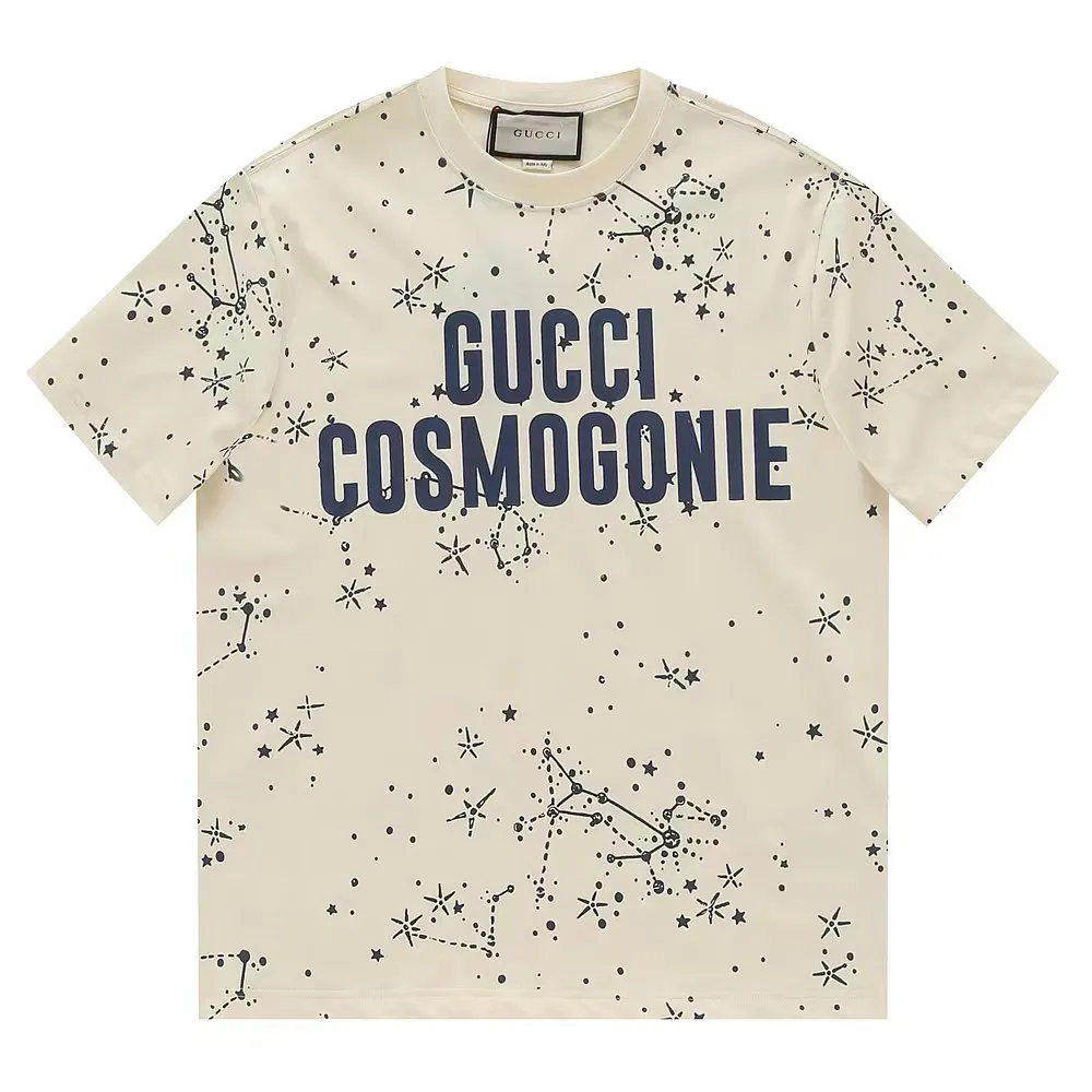 Cosmic Star Print Cotton T-Shirt Front View