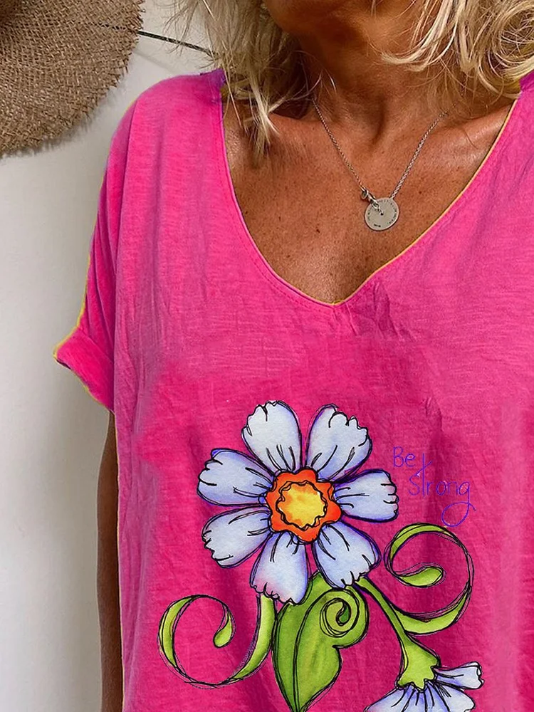 Bestdealfriday Pink V Neck Short Sleeve Shirts Tops 8948397