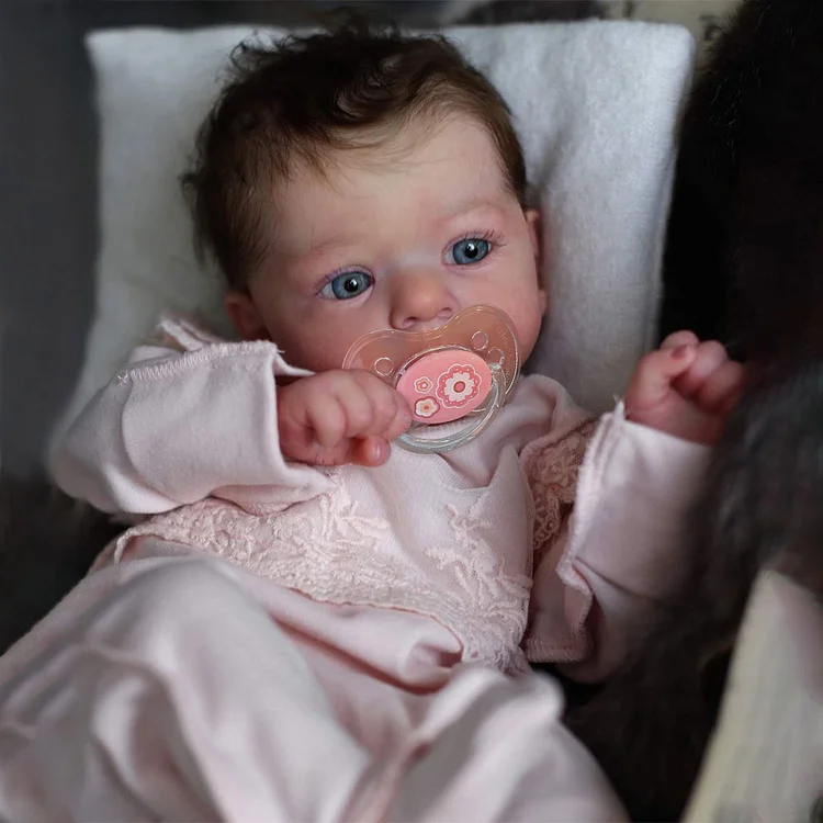  [Heartbeat💖 & Sound🔊] 18" Lifelike Reborn Baby Toddler Girl Grema Has Realistic Skin Blue Eyes and Brown Hair - Reborndollsshop®-Reborndollsshop®