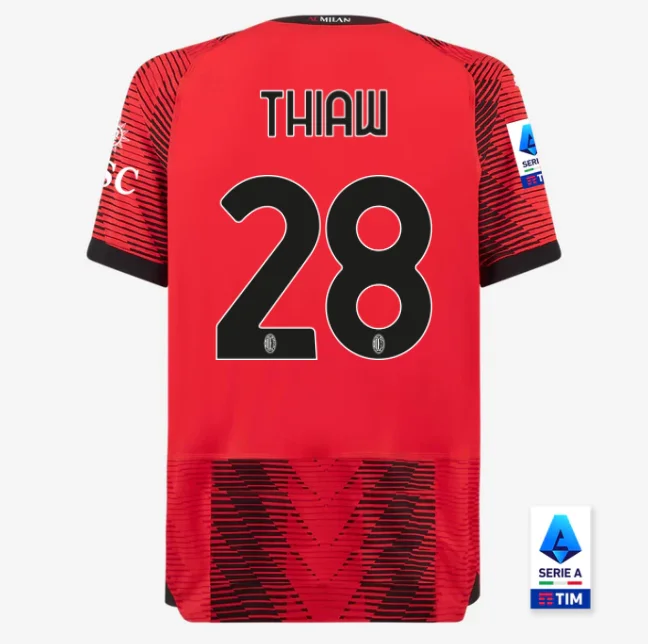 AC Milan Malick Thiaw 28 Home Shirt Kit 2023-2024
