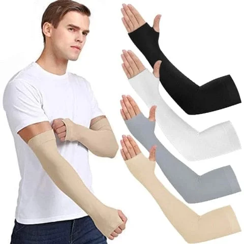 pornhint Pornhint 4 Pairs Unisex Cooling Arm Sleeves Elbow Cover Cycling Run Fishing UV Sun Protection Outdo Women Nylon Cool Arm Sleeves
