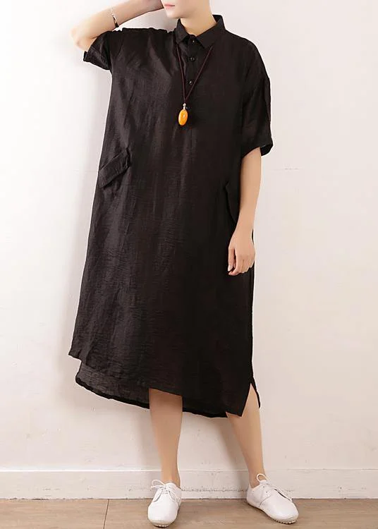 Women black clothes Metropolitan Museum Photography side open Maxi summer Dresses