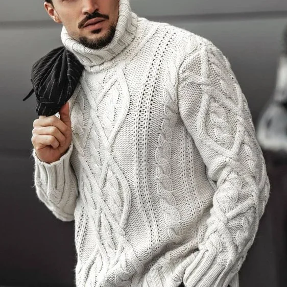 Men'S Retro Aran Knitted Graphic Art Cozy Knit Sweater