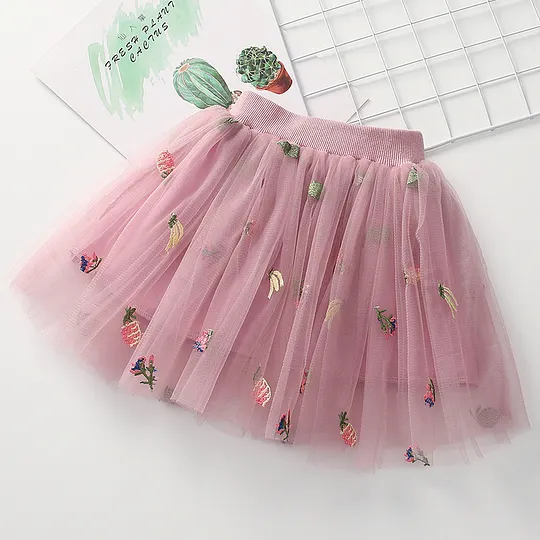 【18M-7Y】Girls' Embroidered Tulle Skirt