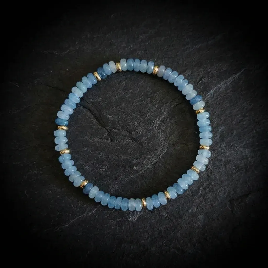 The Serenity Aquamarine & Freshwater Pearl Bracelet Classic Raw Aquamarine