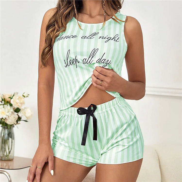 Summer Women's Sleepwear Letter Print Shorts Set Pajamas for Women Pajama Set
