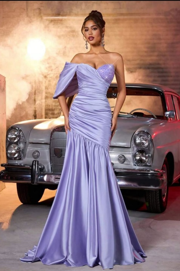chinese dress ladies High Neck Long Sleeves Lace Appliques Pleated Mermaid Wedding Dress – Liymc main image 0