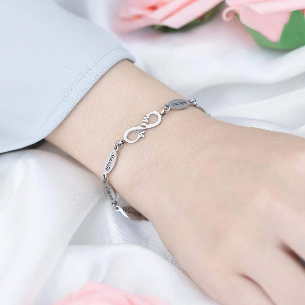 Mother's Day Gift Personalized Mom infinite love Bracelet With Kids' Names
