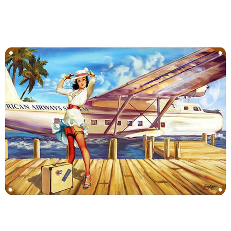 Pin-Up Girls Plane - Vintage Tin Signs/Wooden Signs - 20*30cm/30*40cm