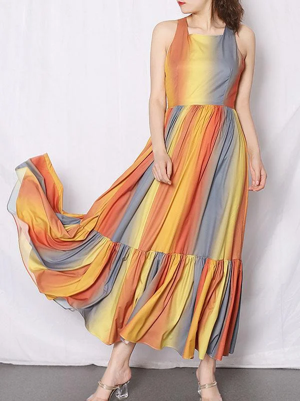 Original Pleats Split-Joint Sleeveless Dress