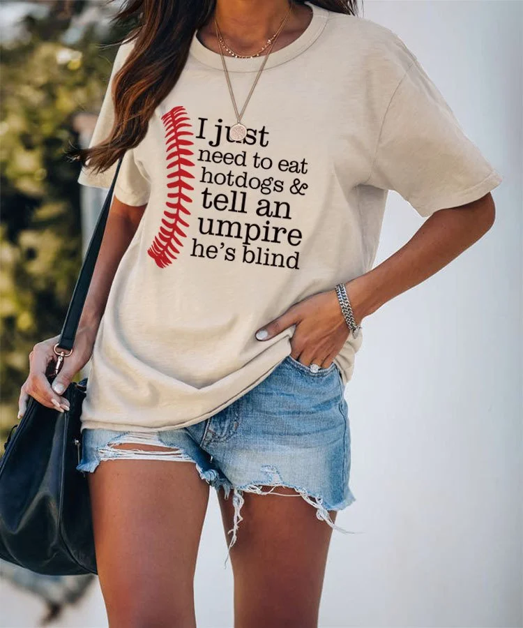 Women's I Just Need To Baseball Printed Crew Neck Tee socialshop