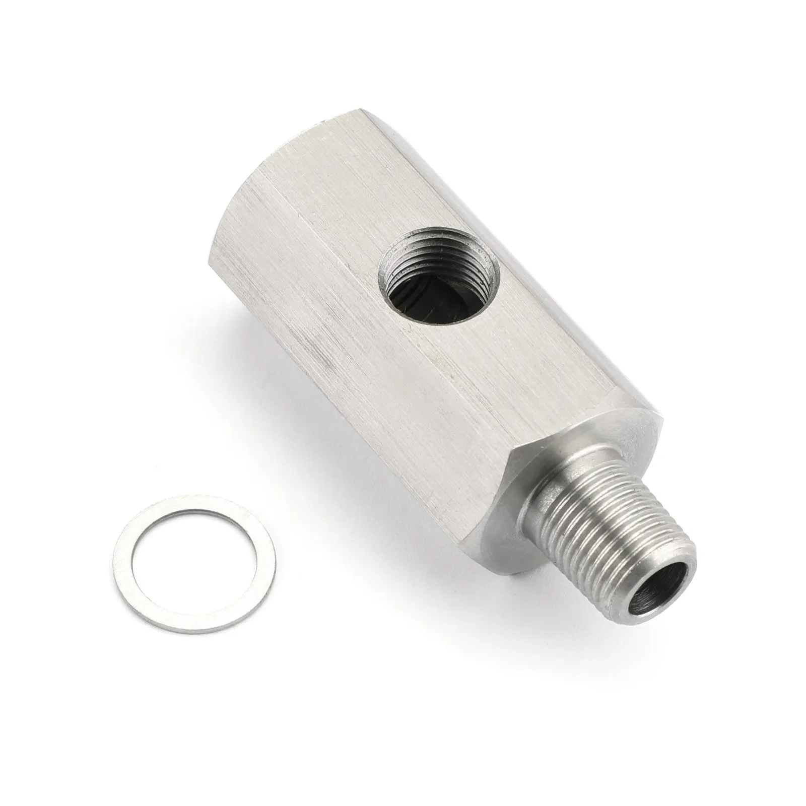 thumbnail image 2 of 1/8 BSPT To NPT Oil Pressure Sensor Tee Adapter – 304 Stainless, For Turbo Feed Line 2 of 5