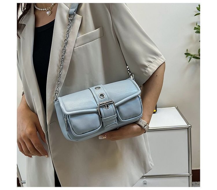 Chain Strap Buckled Shoulder Bag Kt997