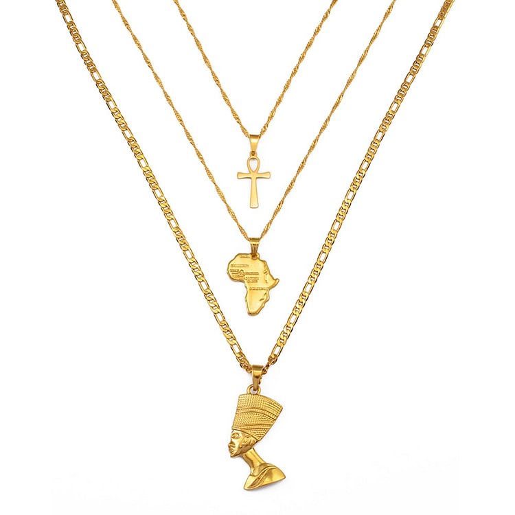YOY-3pcs Necklaces Together Africa Map Pendant