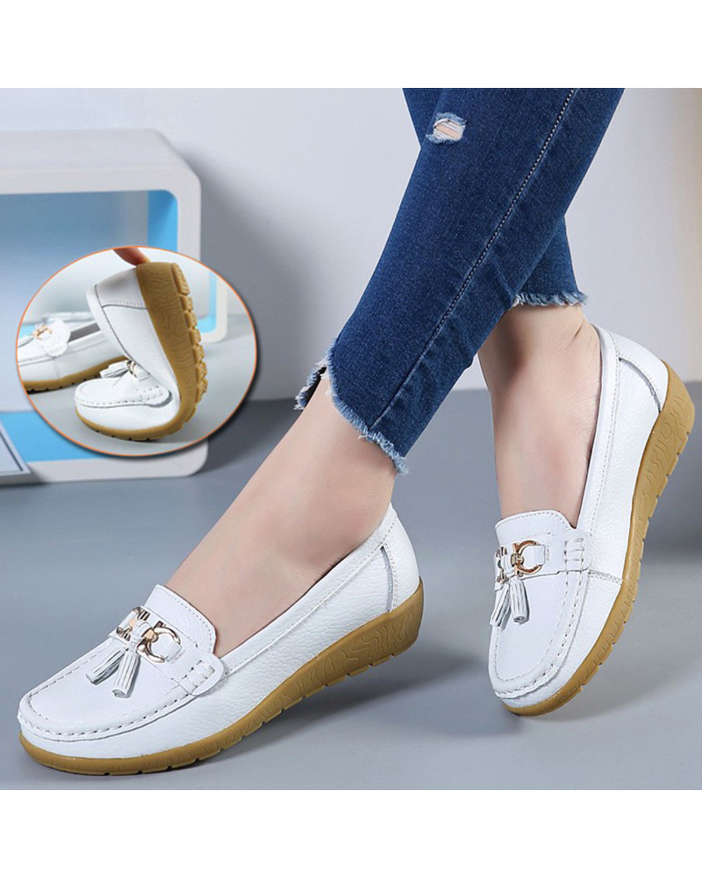 LAST DAY 50 OFF WOMEN'S LEATHER BREATHABLE MOCCASINS SHOES HIGH