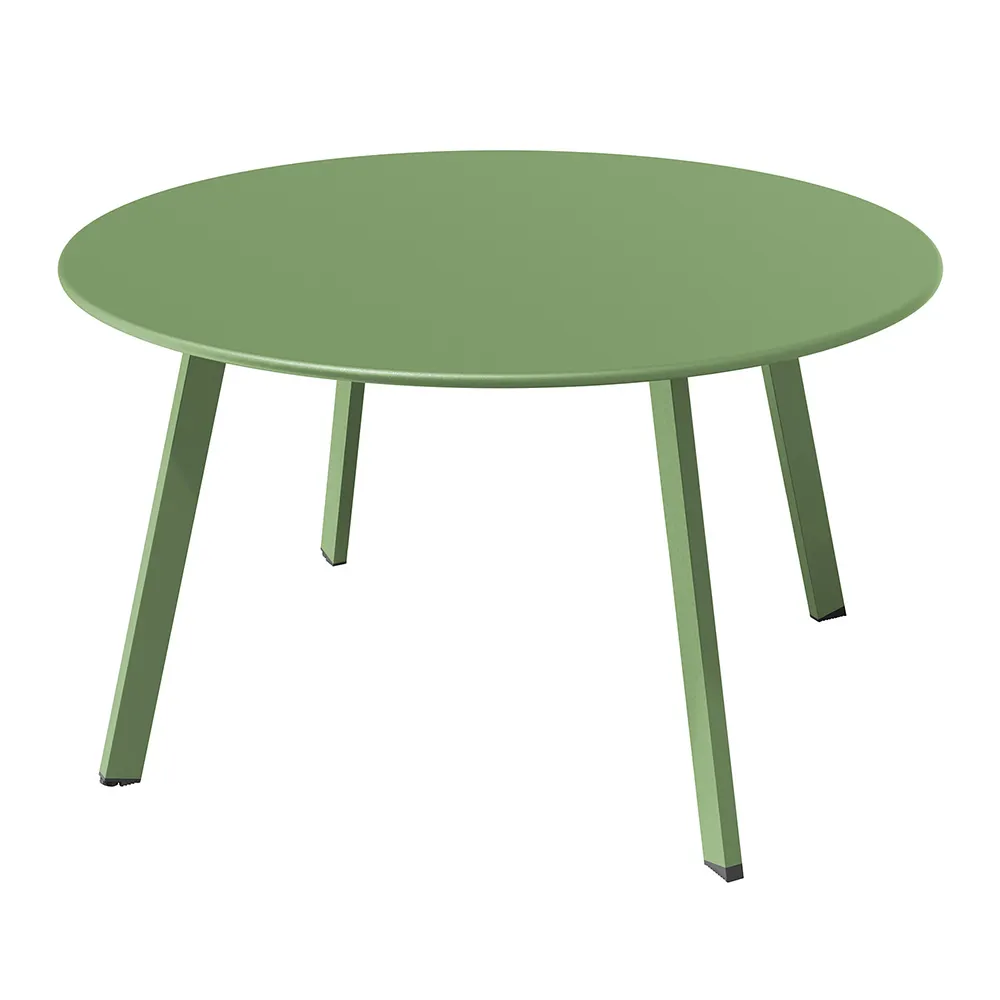 Round Steel Patio Coffee Table, Weather Resistant Outdoor Large Side Table Sage Green