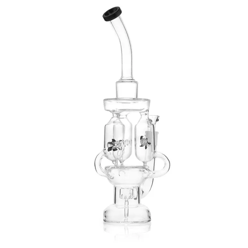 Double Chambered Dual Recycler Hookah Glass Smoking Water Pipes