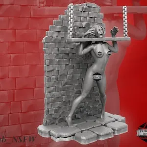 pornhint Pornhint Submissive in the pillory miniature | Dungeon of Pleasure Stocks Miniature | NSFW Figure | 75mm