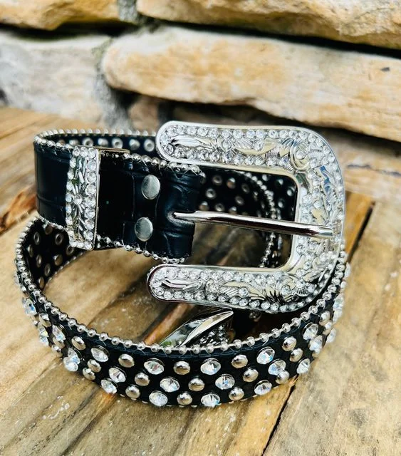 women's western style diamond retro belt