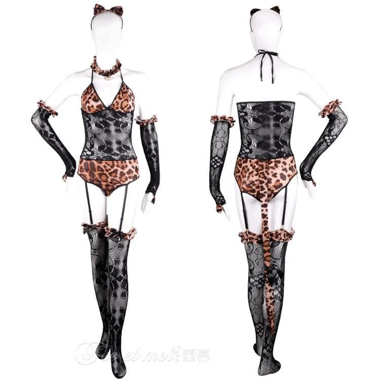 Kawaii Leopard Lace Lingerie Set Sp