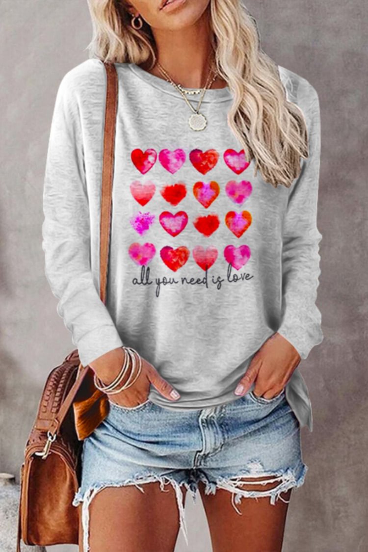Comstylish Valentine'S Day Love Letter Print Long Sleeve Couple Sweatshirt